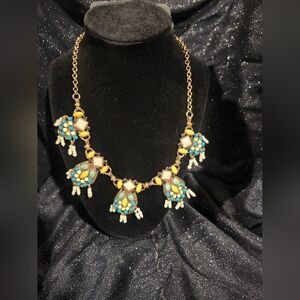 New York & Company Gold and Turquoise Necklace